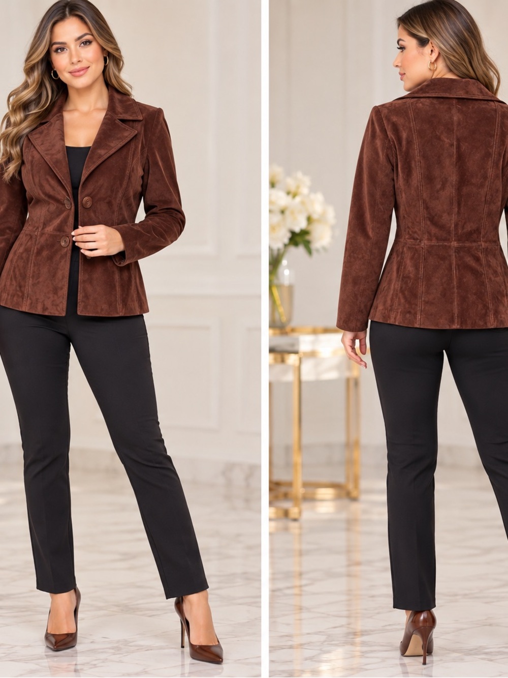 Preston & York Chocolate Brown Suede-Effect Blazer